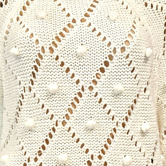 KATSUMI, Ivory open knit 3/4 sleeve sweater - Picture 8 of 12